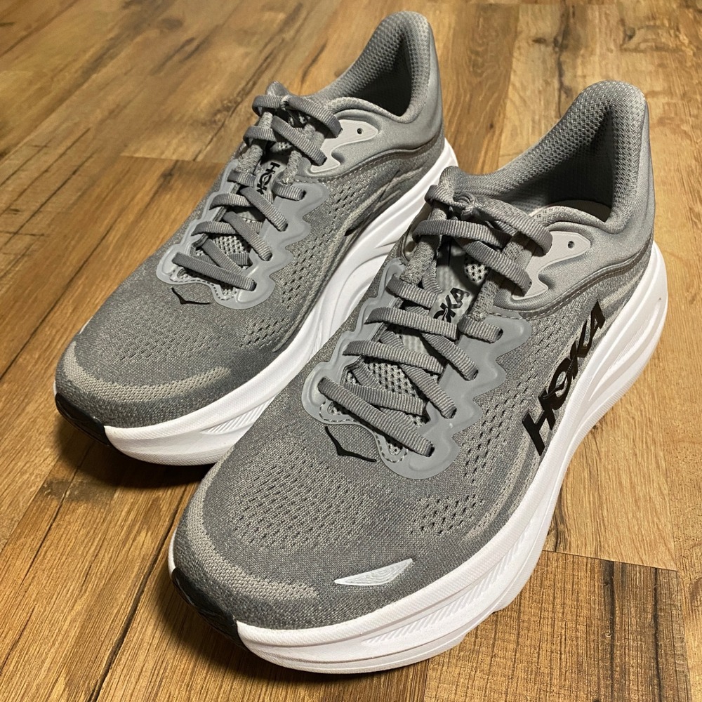 Hoka Bondi 9 Mens Running Shoes Grey White 1162011 GCTC Size 
9D